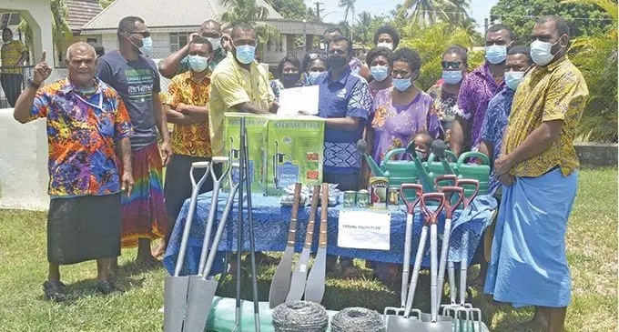 Minister for Youth and Sports Parveen Bala hands over equipment to the Saganu Youth Club in Nailaga, Ba on November 20, 2021. Photo: Waisea Nasokia