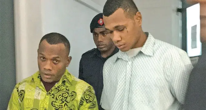 From left: Simione Waqaicece, 28, and Rupeni Tokabe, 21, at the High Court in Suva on August 6, 2019. Photo: Ashna kumar