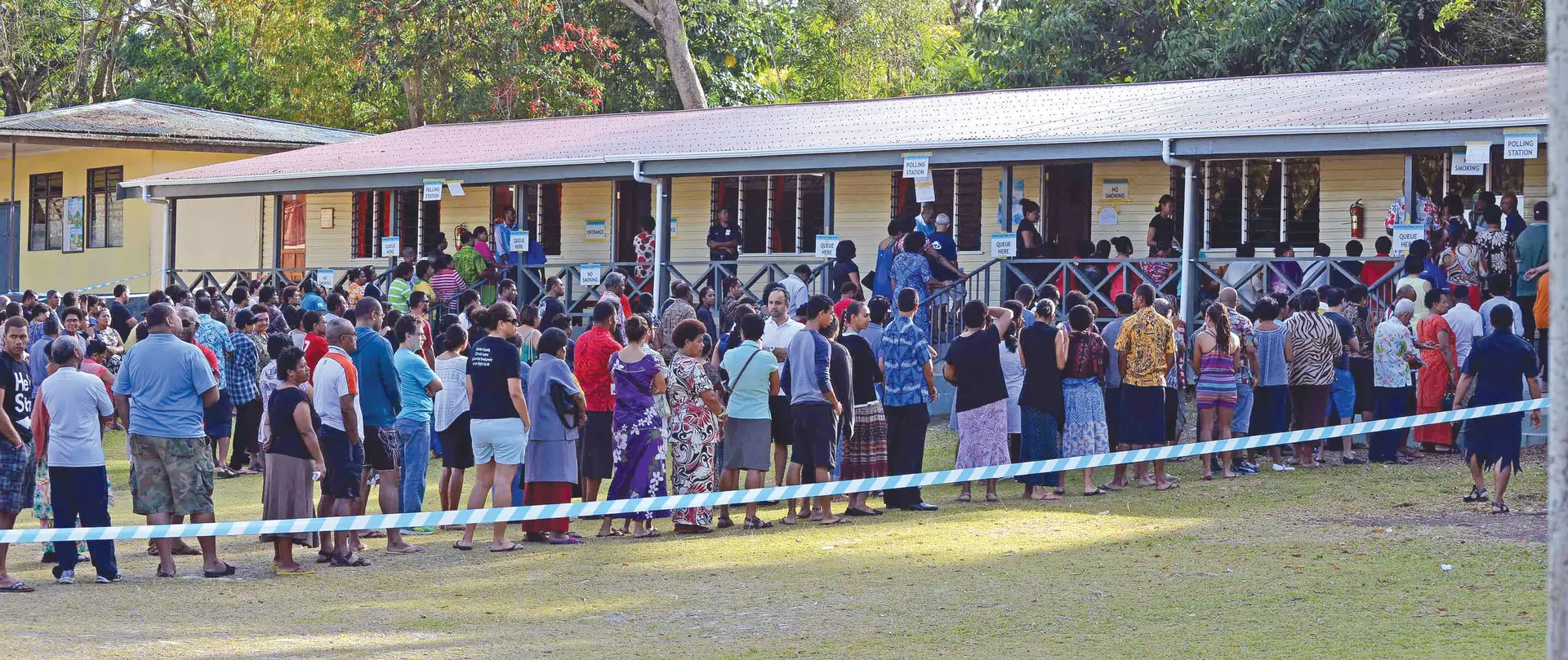 People line-up to cast their vote during 2014 General Election at Draiba Primary School. Photo: Ronald KumarFile