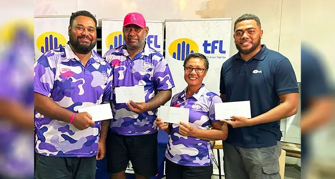 Winners of the 3rd Annual Charity Golf 2024, Cancer Raiders with Telecom Fiji Rep_Taniela Tuibuca