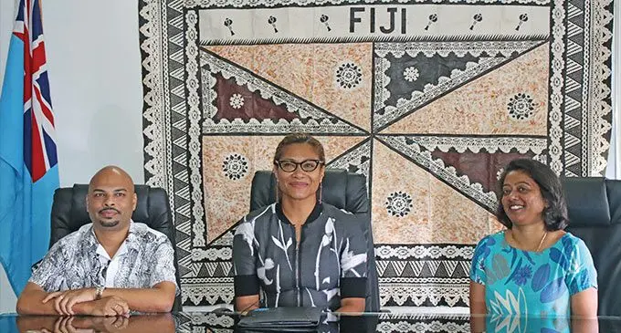 Permanent Secretary for Women, Children and Poverty Alleviation, Ashwin Raj, Minister for Women, Children and Poverty Alleviation, Lynda Tabuya and Assistant Minister for Women, Children and Poverty Alleviation, Sashi Kiran