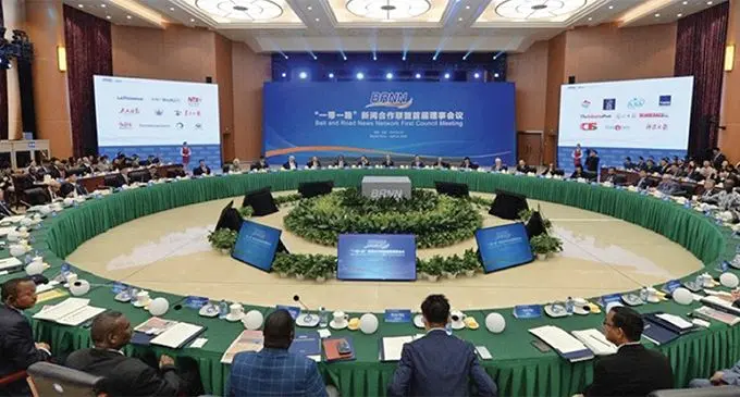 The Belt and Road News Network was launched by People’s Daily in Beijing on Tuesday followed by its first council meeting comprising media leaders from 40 media companies in belt and road countries.. Photo: Fonua Talei