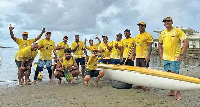 Members of the NBCC men’s team who will be part of tomorrow’s Fiji Outrigger V6 marathon regatta at the Wailoaloa Beach in Nadi. Photo: Fiji Outrigger