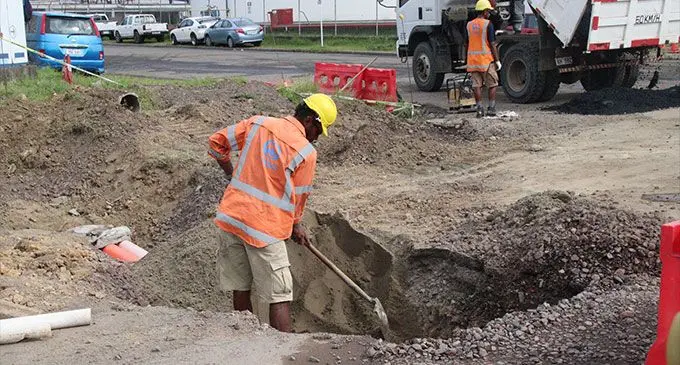 Construction works at Foster Road, Walu Bay, Suva on March 1, 2023. Photo: Jone Salusal