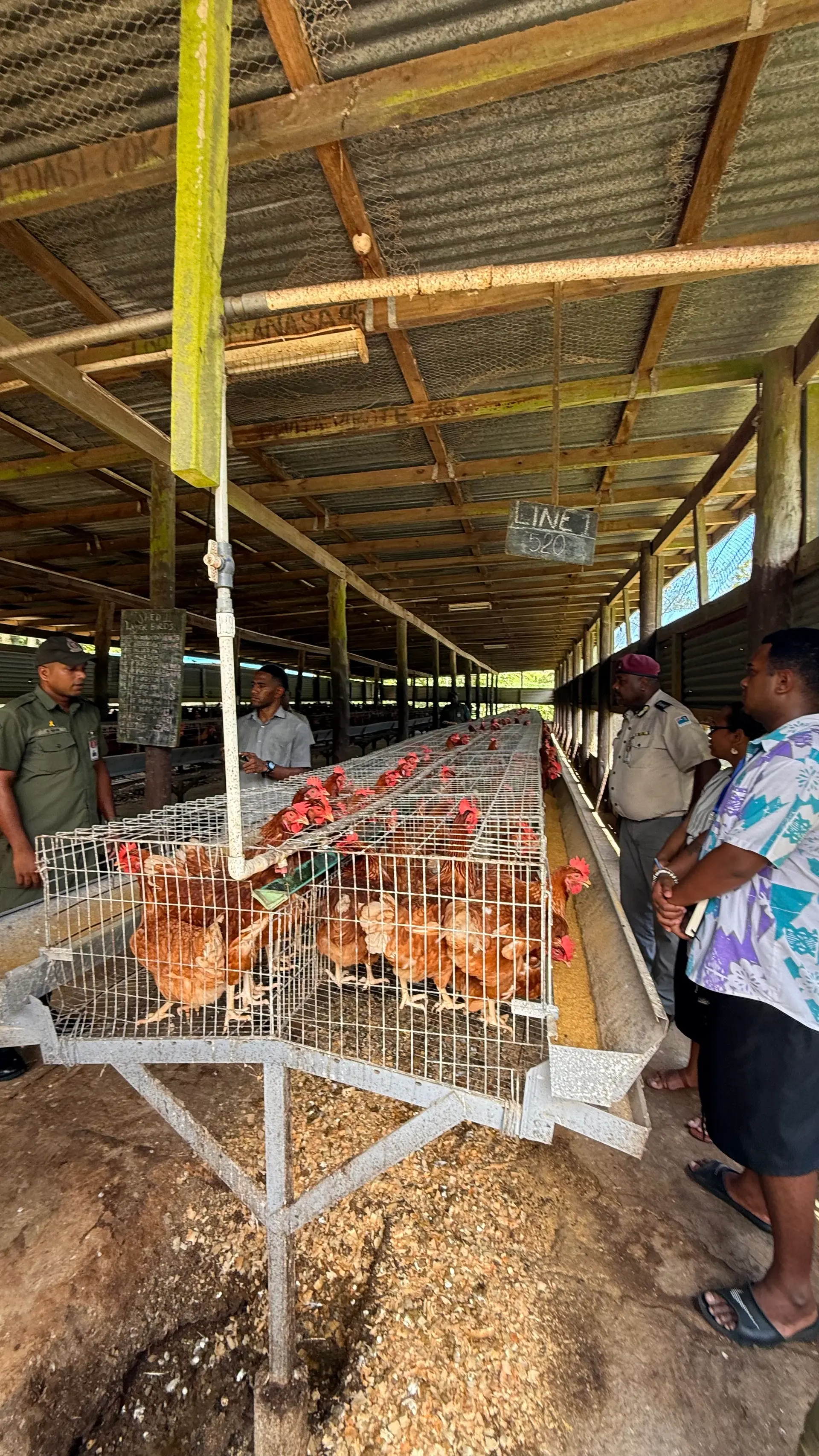 Fiji Corrections Service officers show members of the media the operations of the poultry farm at Naboro Prison.