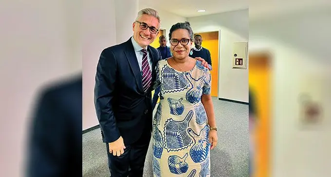 Fijian Broadcasting Corporation senior multimedia journalist Litia Cava, with W's director of Turkish Service Programming, Dr Ethan Arikan. 