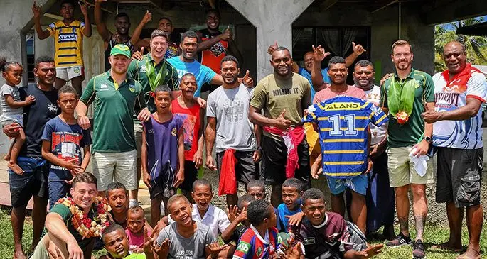 Eels players visit the village of teammate Maika Sivo while in Fiji. Picture by the Australian Kangaroos. Souce: Fox News/Supplied