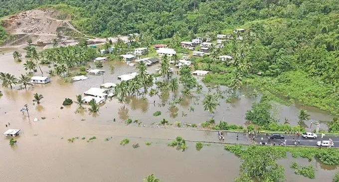 Wailotua 1 Village in Tailevu under water on 10 January’s 2022. This after the Wainibuka River burst its bank at the height of Tropical Cyclone Cody.  Photo: Leon Lord