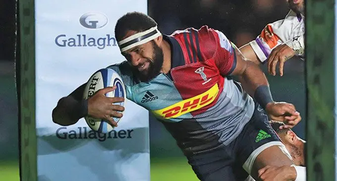 Harlequins’ Fijian forward Semi Kunatani scores a try on May 4, 2019. Photo: Harlequins rugby