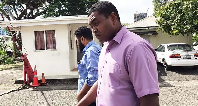 Kelepi Duri Tautaumacala Kolinisau (left) with Ratu Selema Steven Dennis Tikoenaburevere outside the High Court in Suva on May 9, 2019. Photo: Ashna Kumar