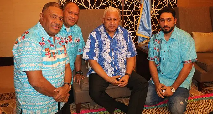 From left: Kelepi Abariga, Joji Luita, Prime Minister Voreqe Bainimarama and PACSA chairman Ahmed of Al Ain.  Photo: Office of the Prime Minister