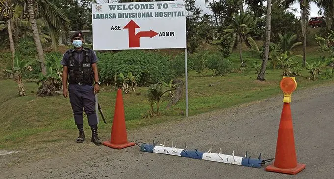  The Labasa hospital entrance had been cordoned off since Monday after a positive COVID patient was brought to the centre for medical reasons. Photo: Sampras Anand.