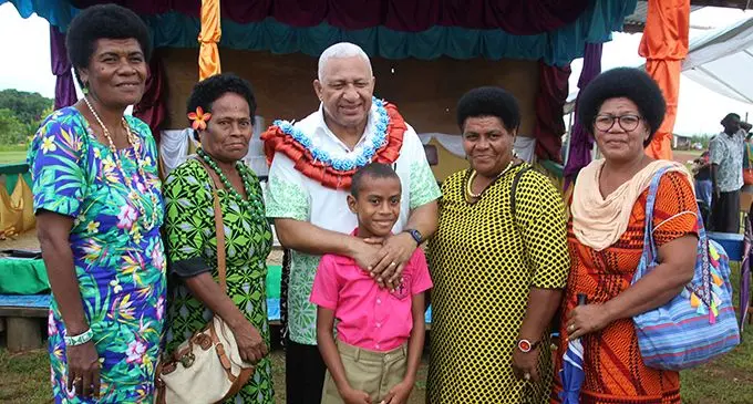 Prime Minister Voreqe Bainimarama with guests and a student at Uluivalili College in Wailevu West, Cakaudrove, on January 28, 2020. Photo: DEPTFO News