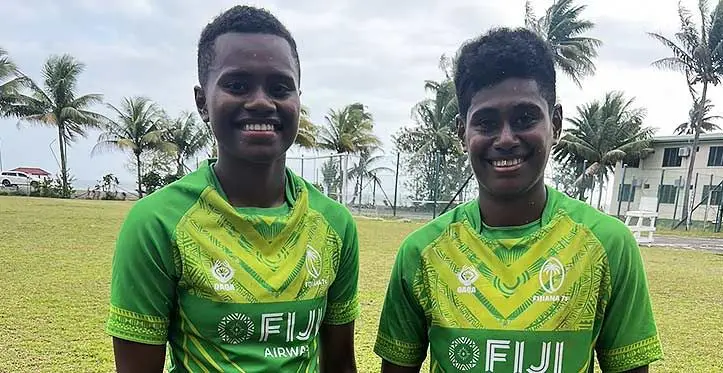 Fijiana 7s rep to the Pacific Games, Mereani Solevu (left) and Milika Tokaicake following their training at the Pacific Theological College grounds, Suva on November 3, 2023. Photo: Sereana Salalo