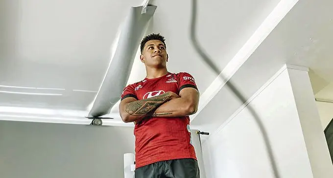 Chay Fihaki during the Crusaders photo shoot in Christchurch, New Zealand on February 8, 2020. He is expected to make his Super Rugby Aotearoa debut  in the early rounds of the competition  Photo: Crusaders