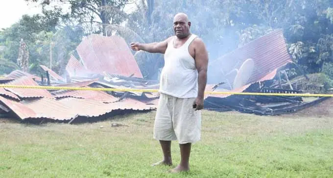 Kavaia Lekenaua outside his burned house at Wailevu village in Macuata March 12, 2018. Photo: Wati Talebula.