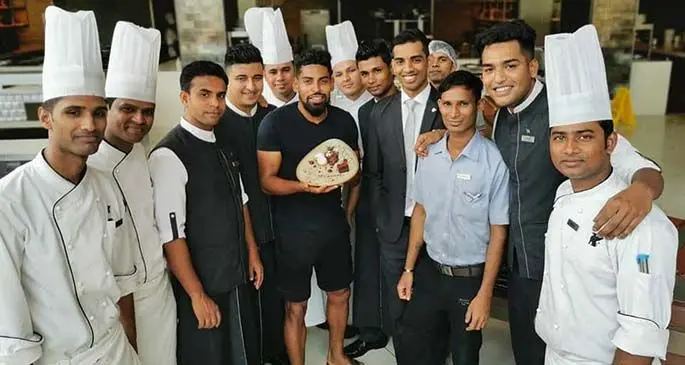 Roy Krishna (middle) is farewelled by fans in Kolkata as he prepares to leave for Fiji. Roy and his wife Naziah arrived home on Sunday and are now undergoing 14 days of isolation in Ba. Photo: Roy Krishna