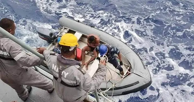 One of the surviving crew members of the Tiro II.  Photo: Fiji Navy