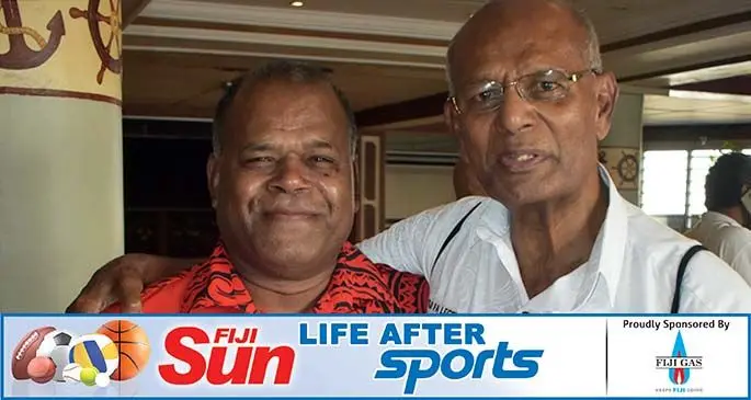 From left: Meli Vuilabasa and George Koi in Nadi recently. Photo: Waisea Nasokia