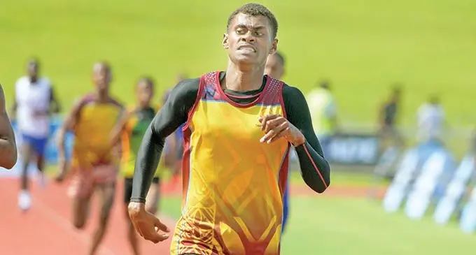 Sailosi Rokovucago on his way to win the Tailevu Zone gold medal in the senior boys 1500m at the ANZ Stadium, Suva, on March 18, 2021.  Photo: Ronald Kumar 