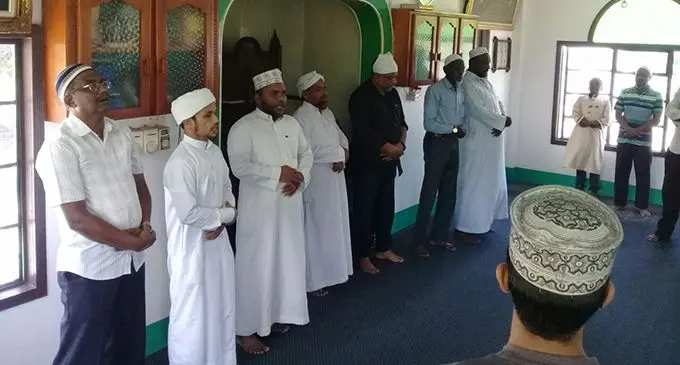 Members of the Maunatul Islam Association of Fiji pray for the late Pesh Imam of Fiji Muslim League’s Lautoka Jame Masjid Hafiz Musa Patel on March 17, 2019.