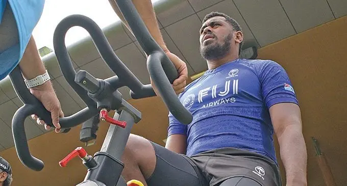 Former Fiji Airways Fijian 7s captain Kalione Nasoko undergoing rehab training at Albert Park in Suva on November 1, 2019. Photo: Ronald Kumar