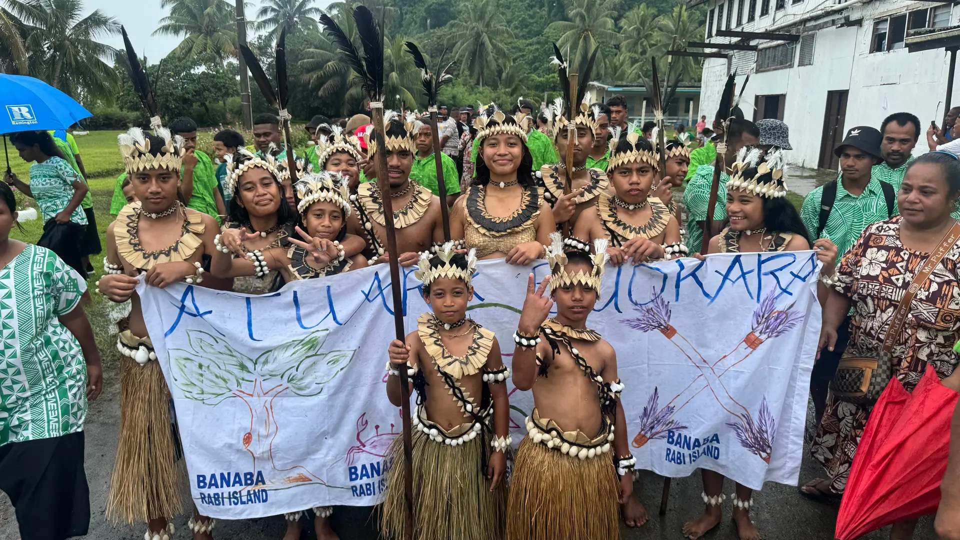 The Suva Banaban Cultural Dance Group during the the 80th anniversary celebrations of the arrival of the Banabans at Rabi on December 15, 2025.