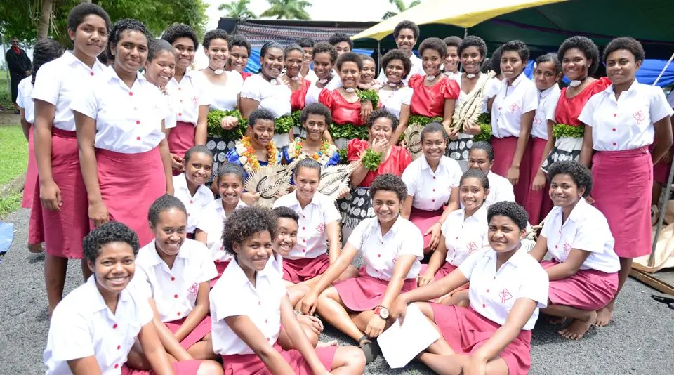 Adi Cakobau School students after preforming a meke at Kadavu fundraising yesterday.FIle Photo: RONALD KUMAR.