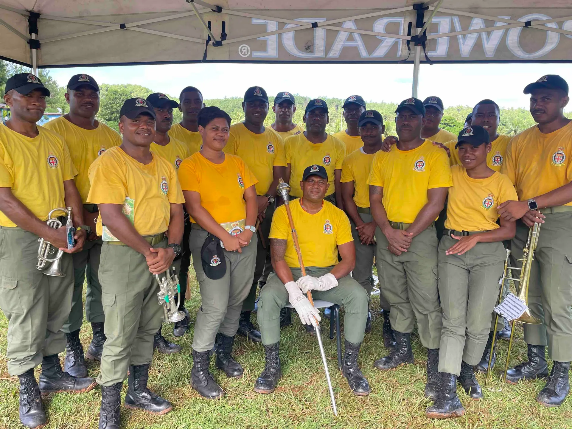 Fiji Corrections Service team at Nabouwalu in Bua during the Yellow Ribbon Programme awareness week.