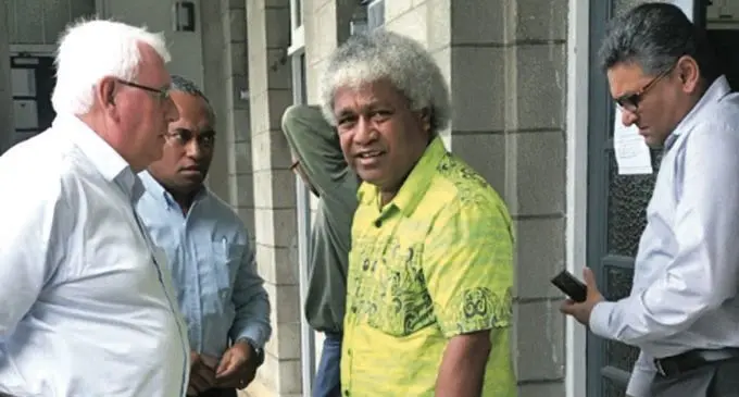 From left: Fiji Times Publisher Hank Arts, Fiji Times Limited Editor-in-Chief Fred Wesley, Nai-Lalakai Editor Anare Ravula (partly obscured) and Nai-Lalakai article writer Josaia Waqabaca. Photo: Fonua Talei