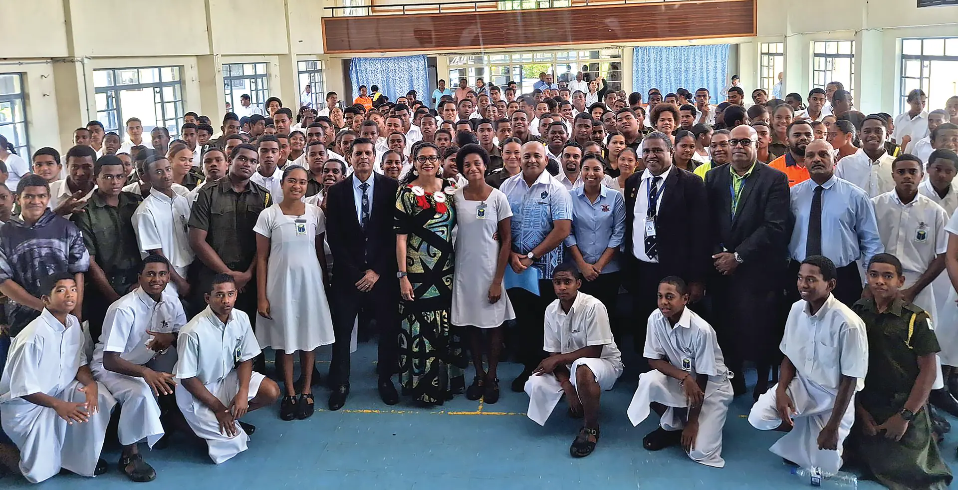 Minister for Information, Environment and Climate Change, Lynda Tabuya, Shalend Singh, Head of Health Services at the Lautoka City Council, Virendra Sharma Ba and Lautoka municipal council members and Natabua High School students during the launch of the School Waste Management programme on June 24, 2026.