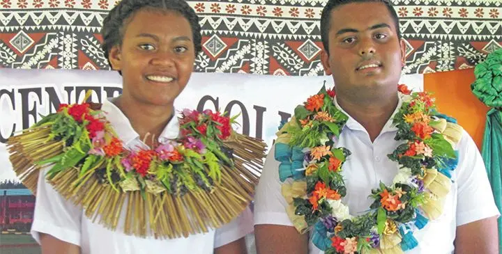 From left: Seaqaqa Central College headgirl Judy Batisaresare and headboy Mohammed Zoheb after the induction on January 31, 2019.