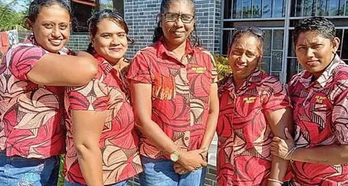 (From left) Taxi drivers Lilian Krishna, Shirley Lata, Irene Pal, Neelam Prasad and Raveena Singh at Adi Davila Taxi base on September 16, 2022.