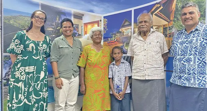 Bubu Belo producer Adi Tulia Nacola (left) and the cast of her short itaukei film, Lusi Lusiana Vakatawa and Michael Tabualovoni, were joined by her father Ratu Jo Nacola, and older brother Michael Nacola at the launch in Suva last week. The film will screen at Verevere Village, Ra, this Thursday.