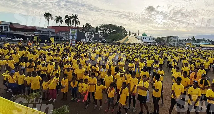 Participants warm up before the Yellow Ribbon Walk on October 12, 2019, in Lautoka. Photo: Salote Qalubau