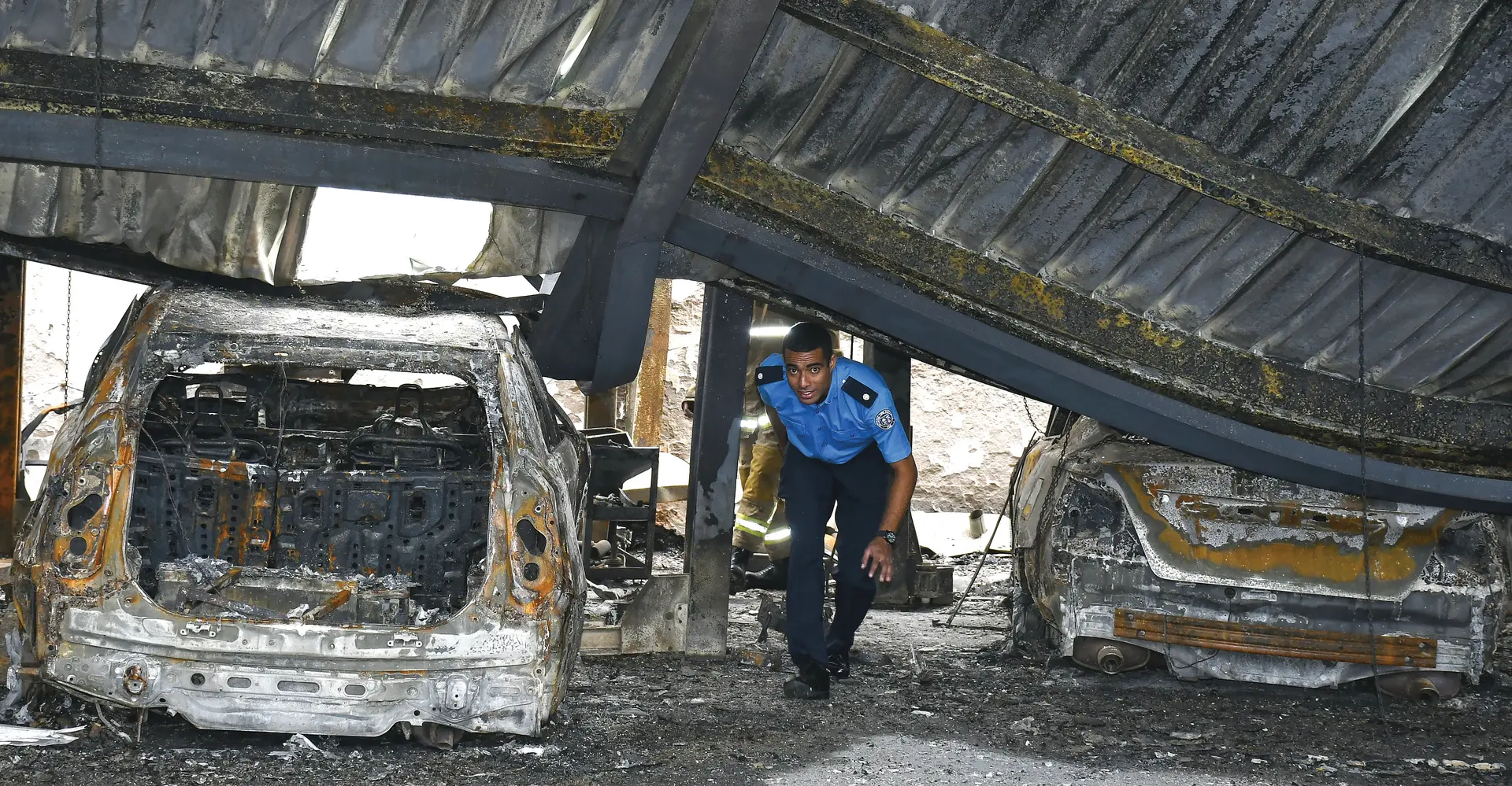 National Fire autority officers carry out investigation into the fire that damaged Superlative auto parts garage at Vatuwaqa in Suva on June 11, 2026.