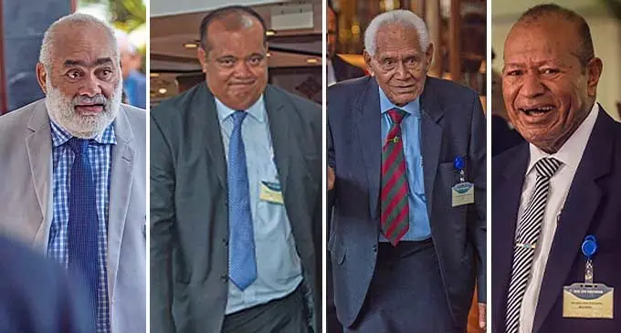 From left: Turaga Na Vunivalu Na Tui Kaba Ratu Epenisa Cakobau, Ratu Tevita Uluilakeba, Tui Vuda Ratu Eparama Tavaiqia and Qaranivalu Ratu Inoke Takiveikata. Photos: Leon Lord