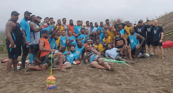 FIJI Water Flying Fijians players and officials at the Sigatoka sand dunes  Photo: Supplied  