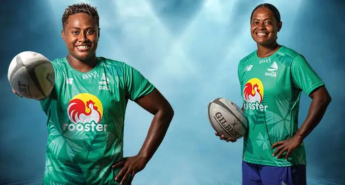 From left: Rooster Chicken Fijiana Drua centres Merewai Cumu and Vani Arei. Photos: Leon Lord
