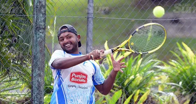 Tennis Fiji national rep Sumeet Lal trains at the Albert Park courts in Suva on May 19, 2020. Photo: Ronald Kumar.