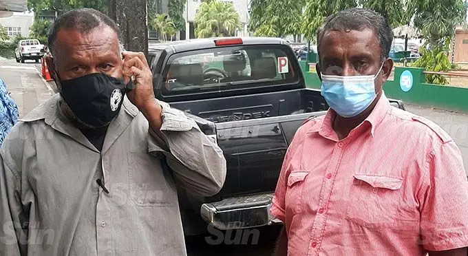 Rakiraki District Cane Producers Association president, Joe Cagi (Left) and Tagitagi sector delegate Amit Chand in Ba on August 16, 2021. Photo: Salote Qalubau
