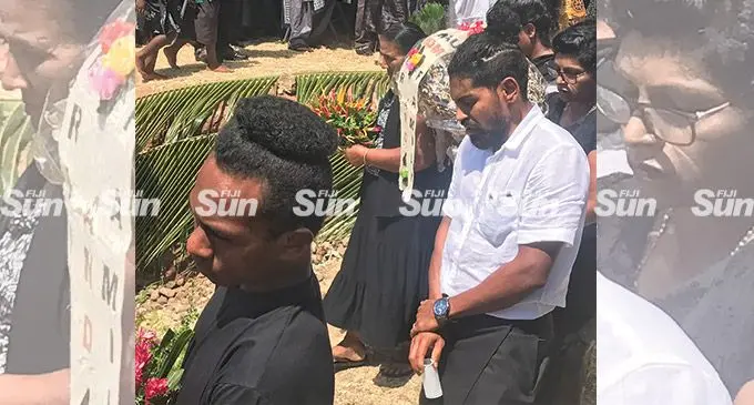 Digicel national football captain Roy Krishna, right, attends his mother-in-law’s funeral at Vatulaulau, Ba, on April 13, 2022. Photo: Waisea Nasokia