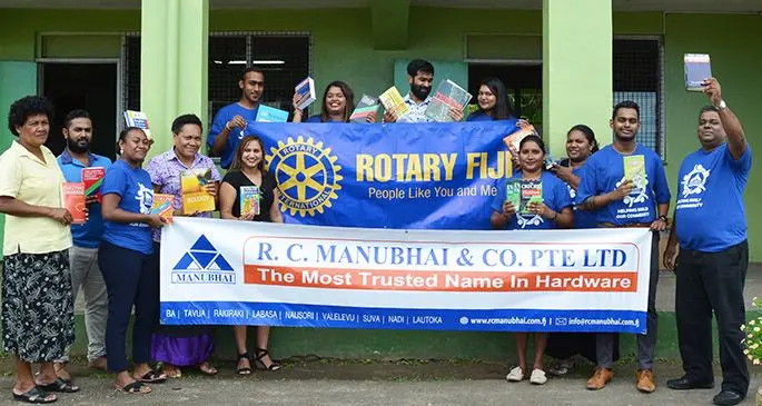 RC Manubhai Group staff with Rotary Club members and teachers of Nasinu Gospel Primary School on August 26, 2020.