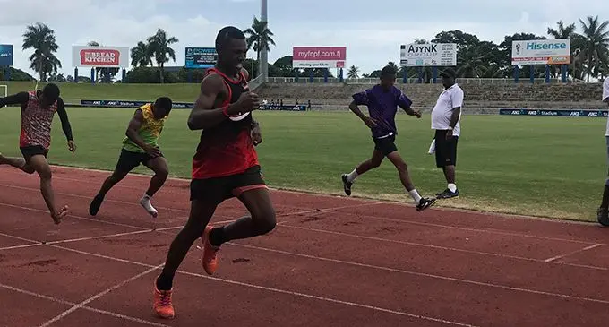 Luke Nawai wins the junior boys 200m event during the Dudley High School interhouse at the ANZ Stadium. 