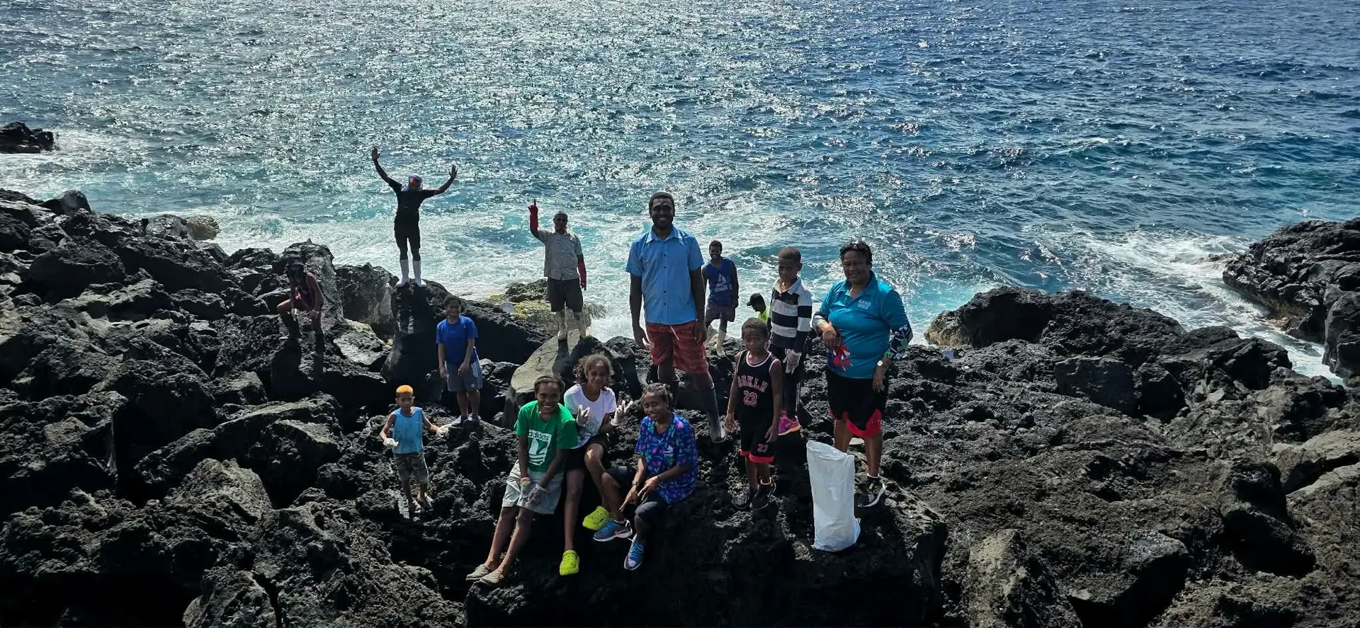 Community members clean up a large amount of household rubbish at Vuna Blowhole in Taveuni on December 23, 2025