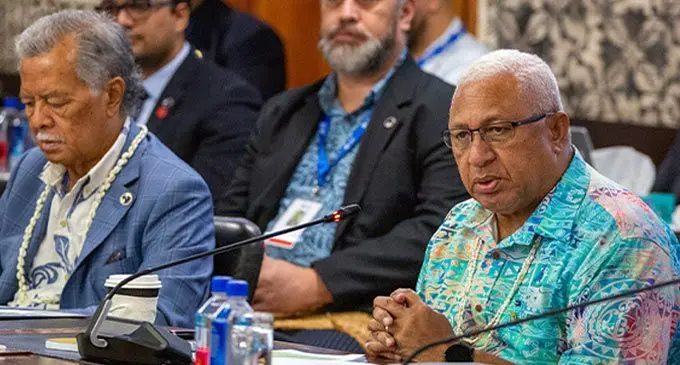 Pacific Islands Forum Chair and Prime Minister Voreqe Bainimarama on July 11, 2022. Photo: Leon Lord
