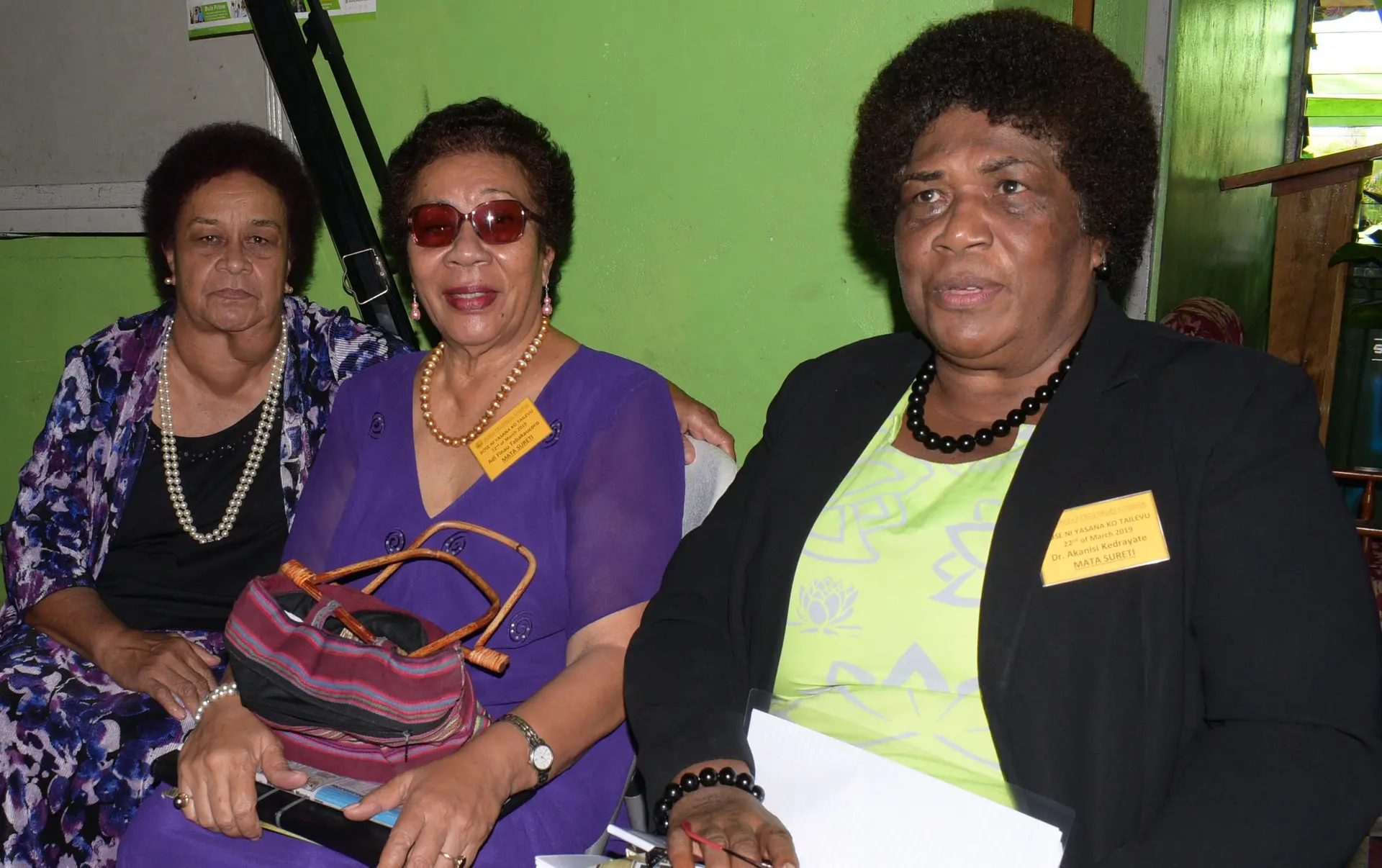 Adi Varanisese Seru Seniloli (from left), Adi Finau Tabakaucoro and Dr. Akanisi Kedrayaki during Bose Na Yasa ko Tailevu (Tailevu Provincial Council meeting) at Nausori Village on March 22, 2019. Photo: Ronald Kumar.