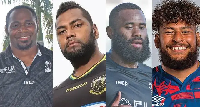 From left: Api Ratuniyarawa, Taqele Naiyaravoro, Semi Radradra and Nathan Hughes