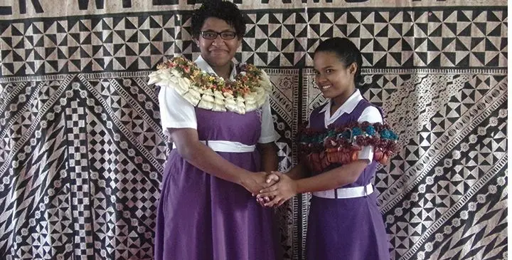 From left: Jasper Williams High School Head Girl Selai Tadrau and Hostel Head Girl Medeline Hiran on January 30, 2019, during the prefect induction ceremony in Lautoka. Photo: Rohit Sharma