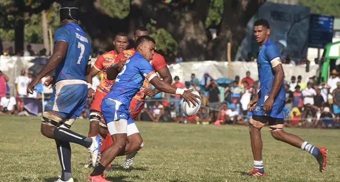 Yasawa's Napolioni Ratu on the attack against Namosi during the Skipper Cup match at Nadovu park, Lautoka yesterday. Photo: WAISEA NASOKIA